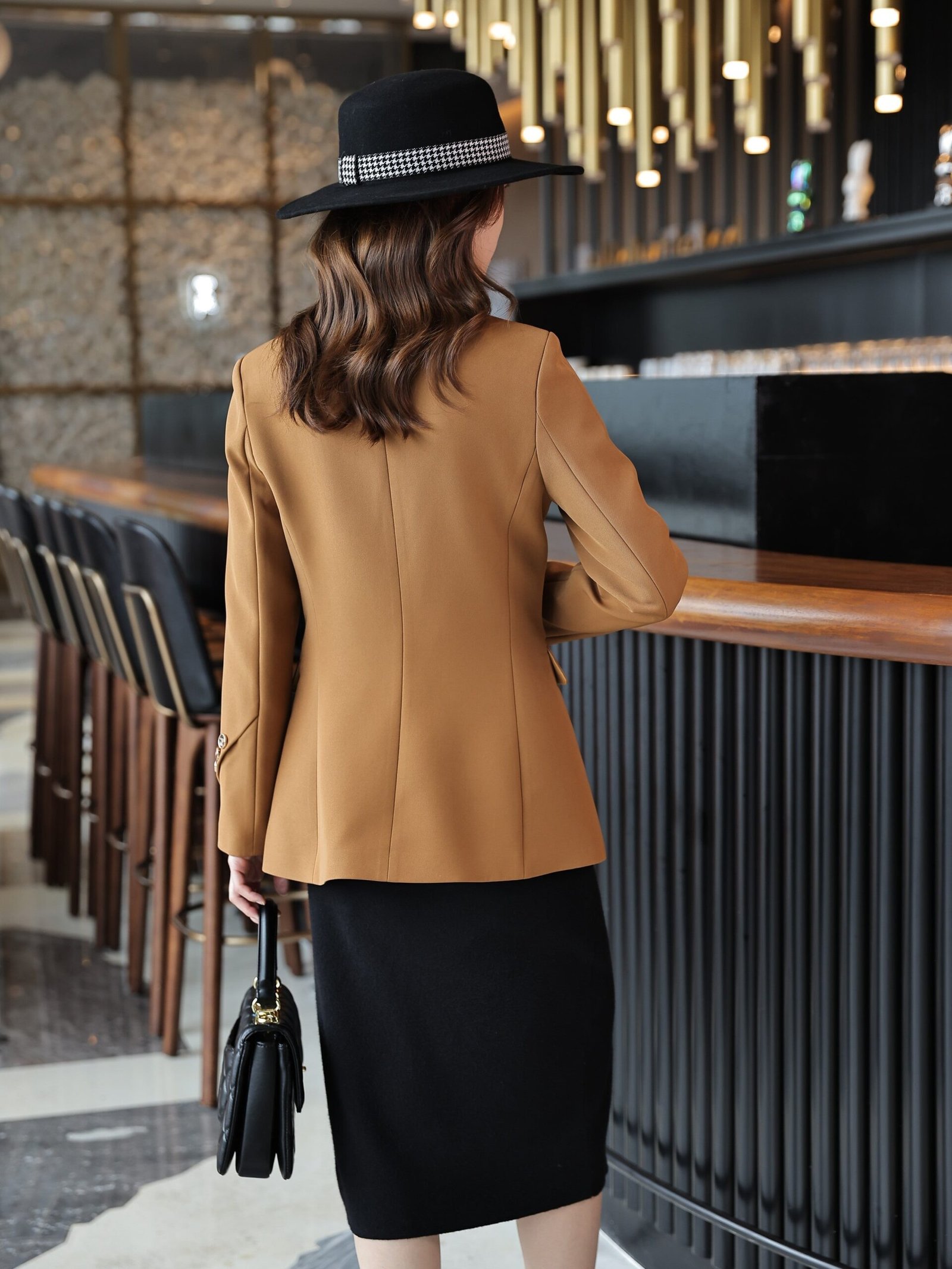 Notched Collar Button Front Blazer, Elegant Long Sleeve Blazer For Office & Work, Women's Clothing