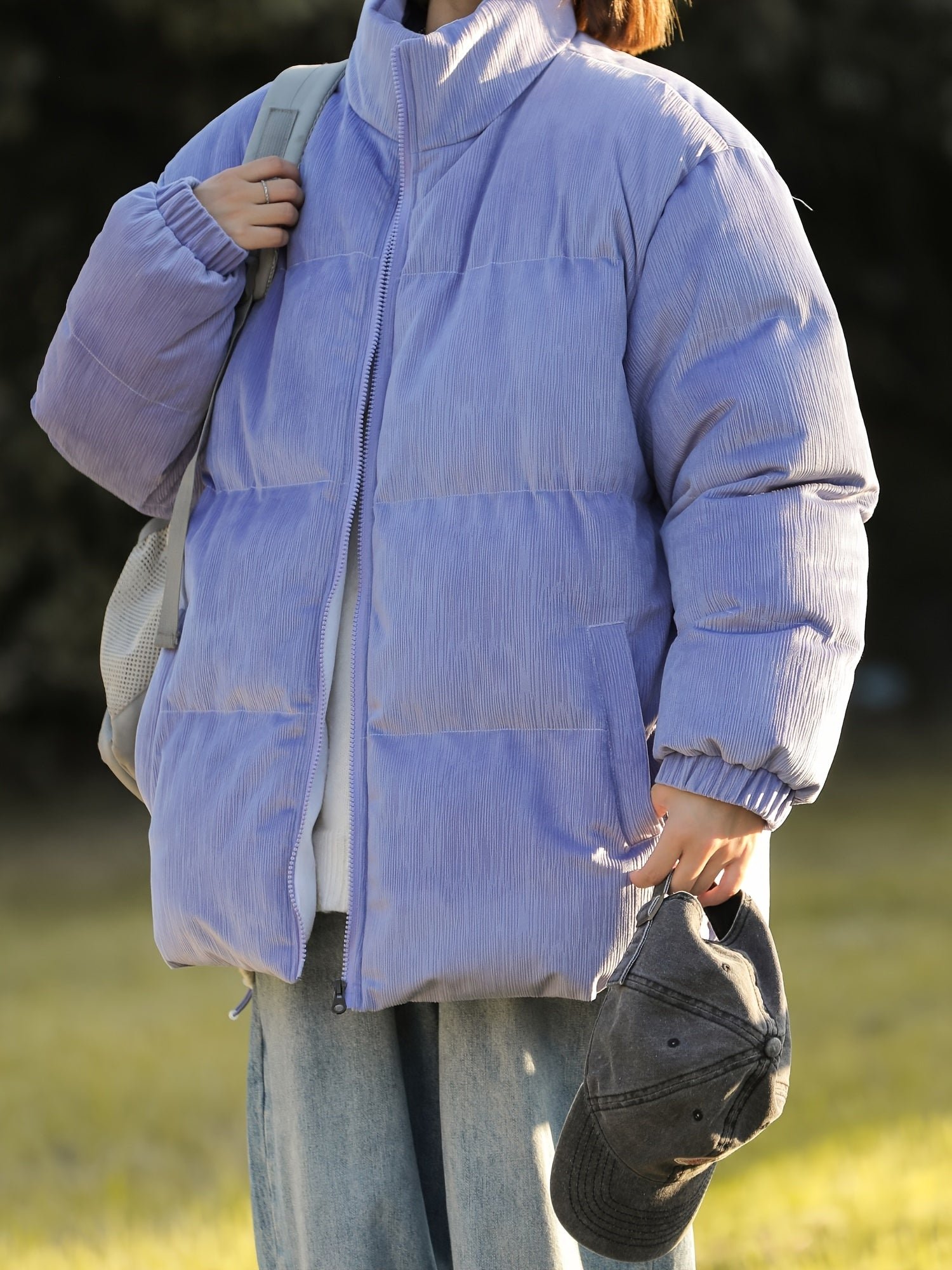 Women's Casual Versatile Warm Stand Collar Puffer Jacket, Winter Sports Outdoor Coat, Women's Clothing