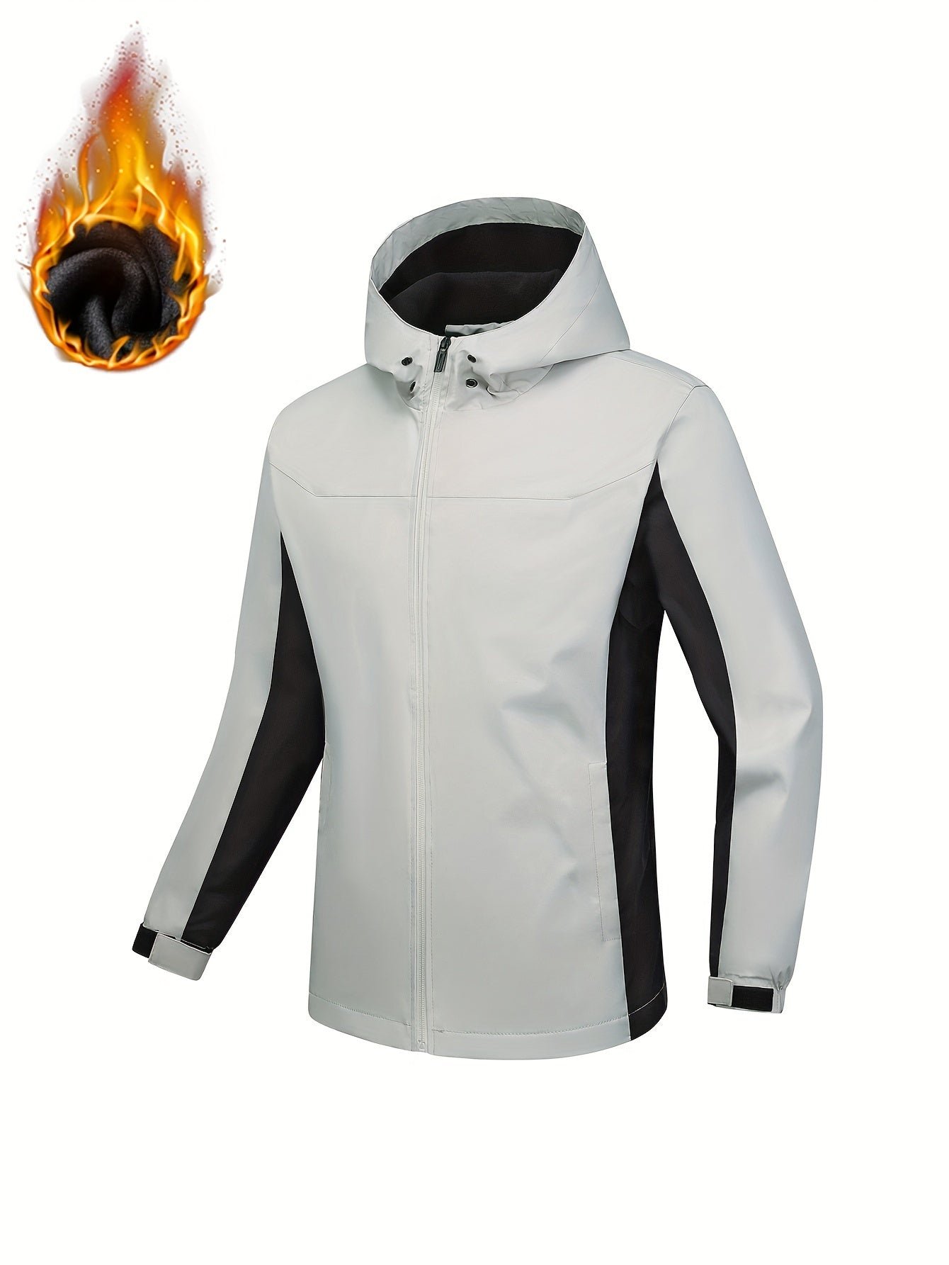 b4afbe803b2d5701e9ce91ff8073c22c-1 Color Block Hooded Punch Jacket, Casual Waterproof Windproof Jacket, Fleece Warm Hooded Ski Coat, Women's Outdoor Clothing