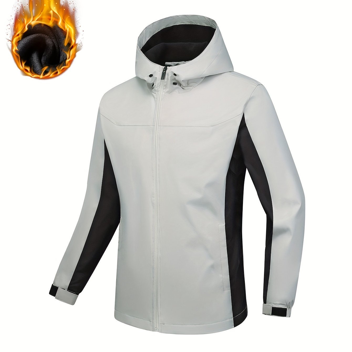 b96c88a815a29c8b96bbfd48a911c517_adeeb94e78b9 Color Block Hooded Punch Jacket, Casual Waterproof Windproof Jacket, Fleece Warm Hooded Ski Coat, Women's Outdoor Clothing