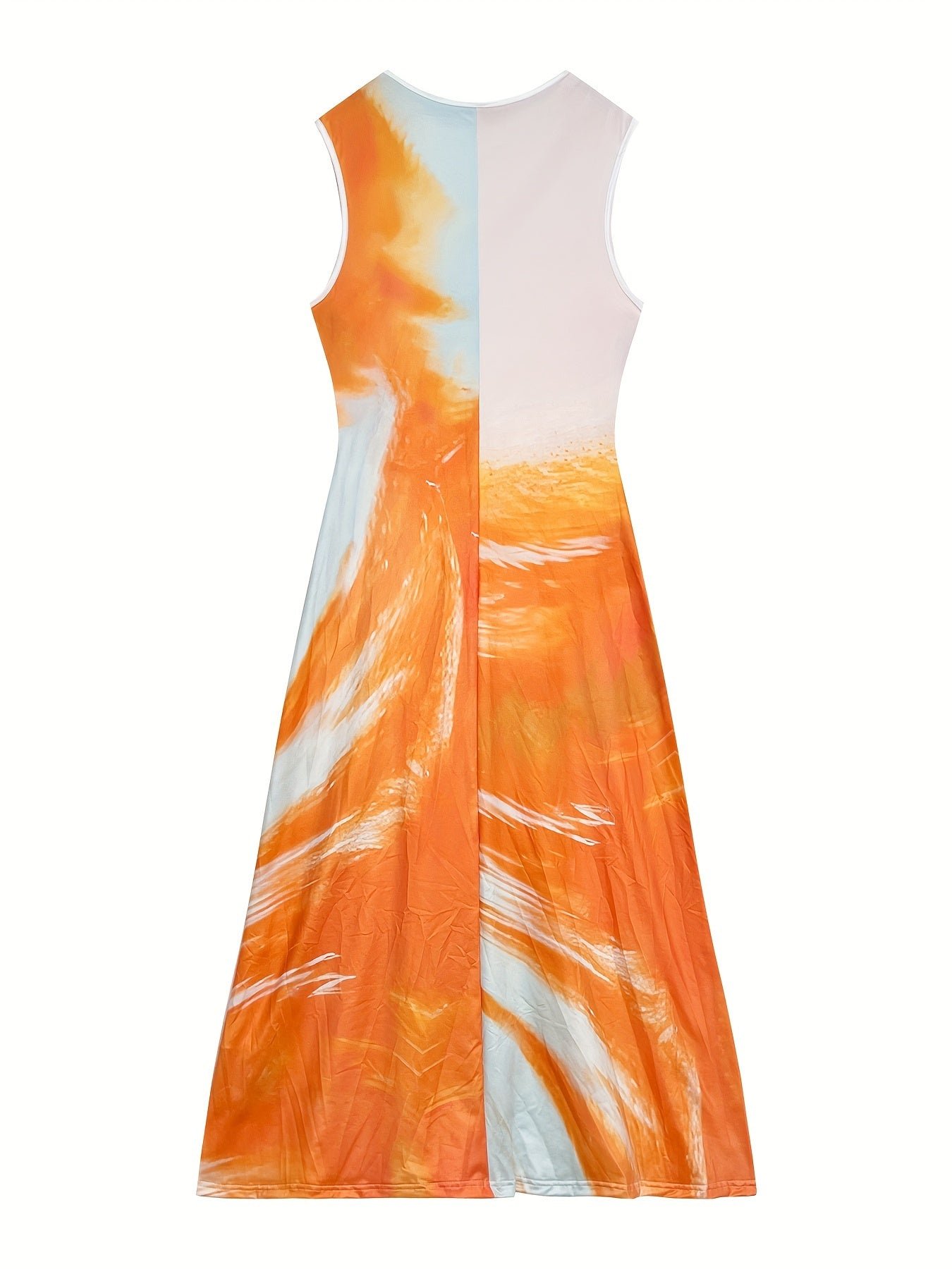 Tie Dye Ruched Tank Dress, Elegant Sleeveless Slim Tank Dress For Spring & Summer, Women's Clothing