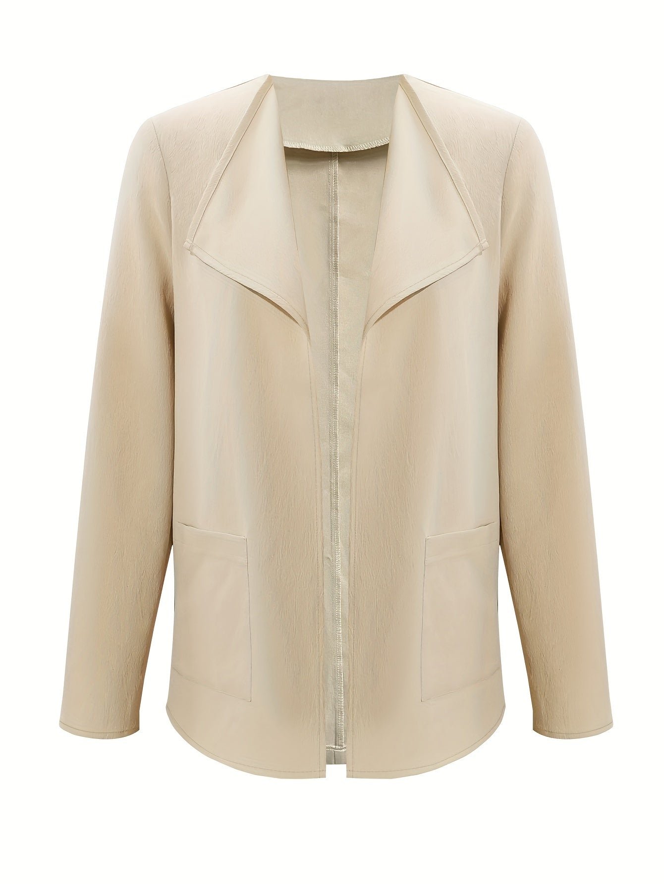 Open Front Simple Jacket, Casual Long Sleeve Outerwear With Pockets, Women's Clothing